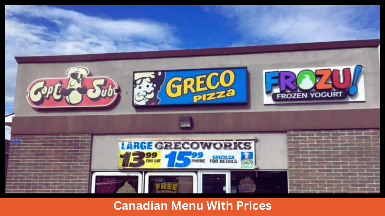 Greco Pizza Menu With Prices in Canada