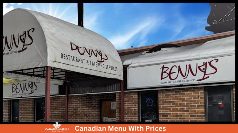 Benny's Restaurant Menu With Prices in  Brandon Canada